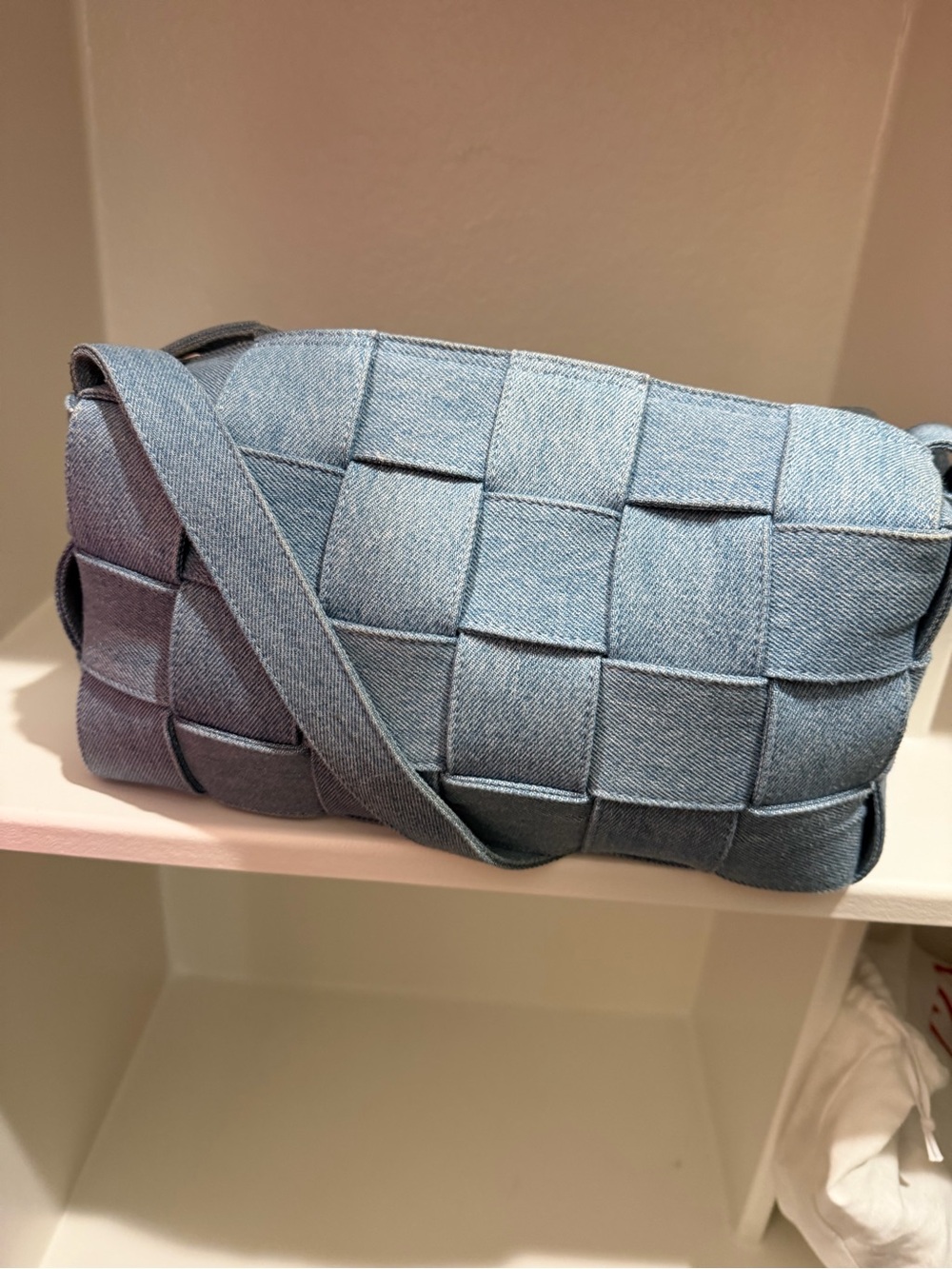 Bottega Venetta Brick Cassette Shoulder Bag Maxi Intrecciato Denim - Picture 7 of 7